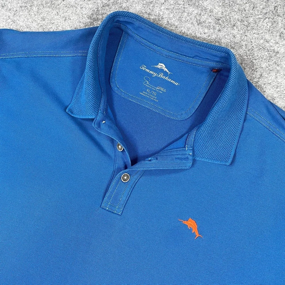 Tommy Bahama Mens Polo Shirt XL Supima Cotton Pique Blue